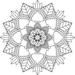 Easy Mandala coloring book simple and basic for beginners, seniors and children. Set of Mehndi flower pattern for Henna drawing and tattoo. Decoration in ethnic oriental, Indian style.