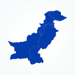 Fototapeta premium High Detailed Blue Map of Pakistan on White isolated background, Vector Illustration EPS 10
