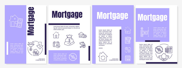 Mortgage loan brochure template. Debt instrument. Flyer, booklet, leaflet print, cover design with linear icons. Vector layouts for magazines, annual reports, advertising posters