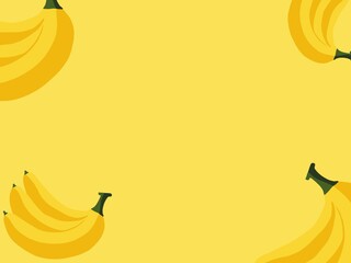 Bananas illustration on yellow background space