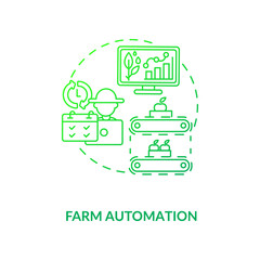 Fototapeta na wymiar Farm automation concept icon. Modern agriculture innovation. Technologies for vegetable and fruit gardening industry idea thin line illustration. Vector isolated outline RGB color drawing