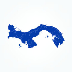 High Detailed Blue Map of Panama on White isolated background, Vector Illustration EPS 10