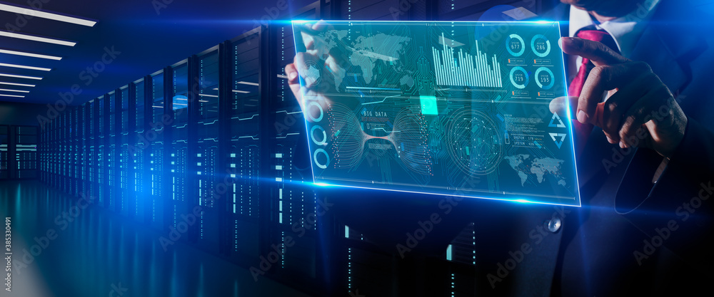 Poster futuristic technology in smart business high efficiency using ai artificial intelligence,rpa(robotic