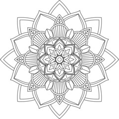 Easy Mandala coloring book simple and basic for beginners, seniors and children. Set of Mehndi flower pattern for Henna drawing and tattoo. Decoration in ethnic oriental, Indian style.