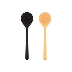 Spoon vector. Wood Spoon on white background. black spoon vector.