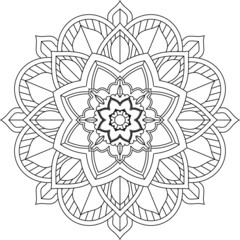 Easy Mandala coloring book simple and basic for beginners, seniors and children. Set of Mehndi flower pattern for Henna drawing and tattoo. Decoration in ethnic oriental, Indian style.