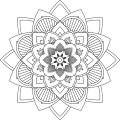 Easy Mandala coloring book simple and basic for beginners, seniors and children. Set of Mehndi flower pattern for Henna drawing and tattoo. Decoration in ethnic oriental, Indian style.