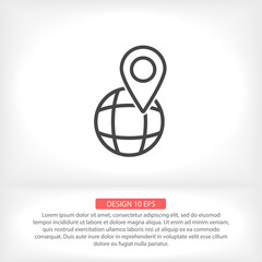 Globe map vector icon , lorem ipsum Flat design