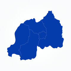 High Detailed Blue Map of Rwanda on White isolated background, Vector Illustration EPS 10