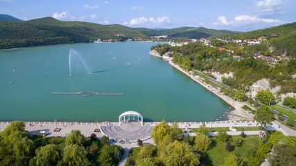Aerial view on Abrau Durso township and lake, Caucasus, Russia