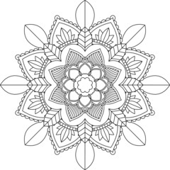 Easy Mandala coloring book simple and basic for beginners, seniors and children. Set of Mehndi flower pattern for Henna drawing and tattoo. Decoration in ethnic oriental, Indian style.