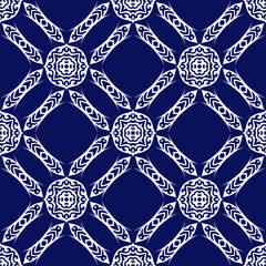 Decorative Asian Folk Seamless Pattern. Traditional Ornament of Asian Nomads: Kyrgyz, Kazakhs, Bashkirs, Tatars, Yakut, Mongols. Ethnic Vector Illustration for Paper Products, Textiles.	