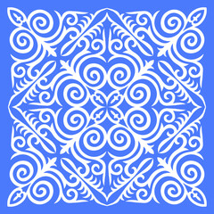 Decorative square Pattern, workpiece for your design. Ornamental elements and motifs of Kazakh, Kyrgyz, Uzbek, national Asian decor for tile, pilow, textile and print design. Vector.