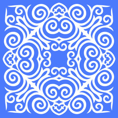 Decorative square Pattern, workpiece for your design. Ornamental elements and motifs of Kazakh, Kyrgyz, Uzbek, national Asian decor for tile, pilow, textile and print design. Vector.
