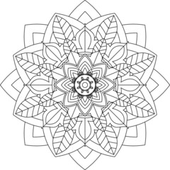 Easy Mandala coloring book simple and basic for beginners, seniors and children. Set of Mehndi flower pattern for Henna drawing and tattoo. Decoration in ethnic oriental, Indian style.