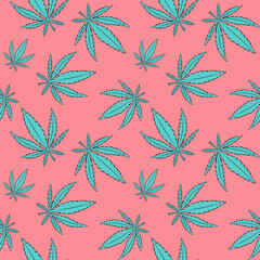 Vector pattern with cannabis leaves - 385333480