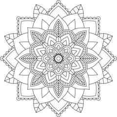 Easy Mandala coloring book simple and basic for beginners, seniors and children. Set of Mehndi flower pattern for Henna drawing and tattoo. Decoration in ethnic oriental, Indian style.