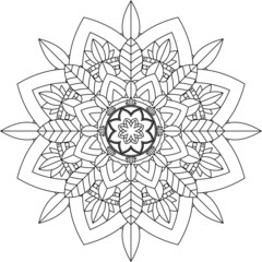 Easy Mandala coloring book simple and basic for beginners, seniors and children. Set of Mehndi flower pattern for Henna drawing and tattoo. Decoration in ethnic oriental, Indian style.