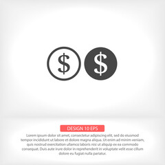 Dollar  vector icon , lorem ipsum Flat design