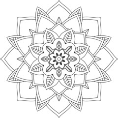 Easy Mandala coloring book simple and basic for beginners, seniors and children. Set of Mehndi flower pattern for Henna drawing and tattoo. Decoration in ethnic oriental, Indian style.
