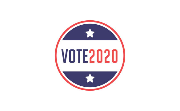 Vote 2020 in USA, sticker design. Political election campaign banner. Election day in United States of America.