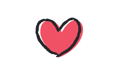 Sign of a heart. Love symbol doodle. Hand drawn vector illustration.