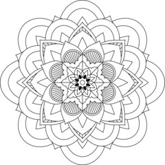 Easy Mandala coloring book simple and basic for beginners, seniors and children. Set of Mehndi flower pattern for Henna drawing and tattoo. Decoration in ethnic oriental, Indian style.