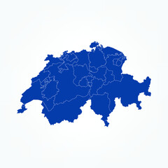 High Detailed Blue Map of Switzerland on White isolated background, Vector Illustration EPS 10
