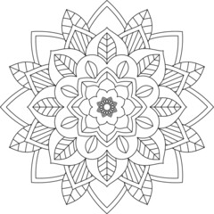 Easy Mandala coloring book simple and basic for beginners, seniors and children. Set of Mehndi flower pattern for Henna drawing and tattoo. Decoration in ethnic oriental, Indian style.