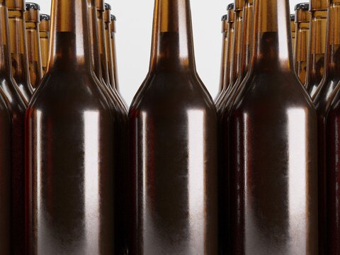 Multiple Beer Bottles Mockup 3D Illustration