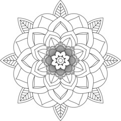 Easy Mandala coloring book simple and basic for beginners, seniors and children. Set of Mehndi flower pattern for Henna drawing and tattoo. Decoration in ethnic oriental, Indian style.