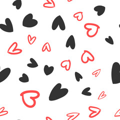 Heart doodles texture. Hand drawn valentine's day pattern. Hearts background.