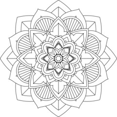 Easy Mandala coloring book simple and basic for beginners, seniors and children. Set of Mehndi flower pattern for Henna drawing and tattoo. Decoration in ethnic oriental, Indian style.