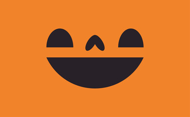 Halloween pumpkin face icon. Carved Jack-o-lantern cartoon illustration.