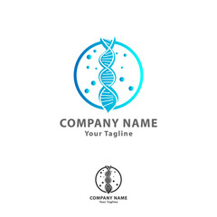 DNA Spiral Abstract Vector Sign, Symbol or Logo Template. Modern Technology, Medicine or Biotechnology Emblem with Typography. Isolated.