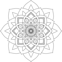 Easy Mandala coloring book simple and basic for beginners, seniors and children. Set of Mehndi flower pattern for Henna drawing and tattoo. Decoration in ethnic oriental, Indian style.
