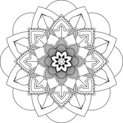 Easy Mandala coloring book simple and basic for beginners, seniors and children. Set of Mehndi flower pattern for Henna drawing and tattoo. Decoration in ethnic oriental, Indian style.