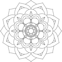 Easy Mandala coloring book simple and basic for beginners, seniors and children. Set of Mehndi flower pattern for Henna drawing and tattoo. Decoration in ethnic oriental, Indian style.