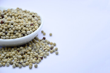 White pepper on a white background
