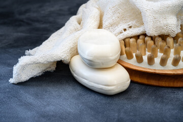 Toilet soap, brush and Terry cloth - bath accessories