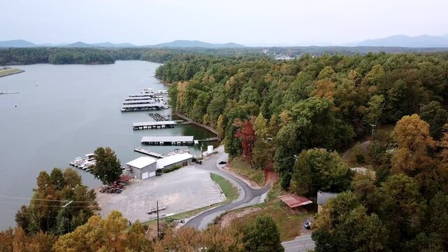 Lake James NC, Lake James North Carolina Flying Over Marina