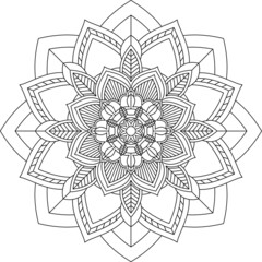 Easy Mandala coloring book simple and basic for beginners, seniors and children. Set of Mehndi flower pattern for Henna drawing and tattoo. Decoration in ethnic oriental, Indian style.