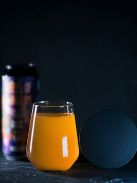 Craft beer gose on a dark background in a glass