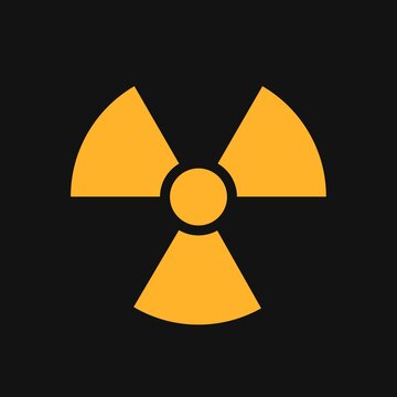 Radiation icon vector. Warning radioactive sign danger symbol. Isolated on black background