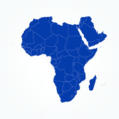 High Detailed Blue Map of Africa on White isolated background, Vector Illustration EPS 10