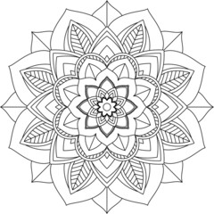Easy Mandala coloring book simple and basic for beginners, seniors and children. Set of Mehndi flower pattern for Henna drawing and tattoo. Decoration in ethnic oriental, Indian style.
