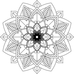Easy Mandala coloring book simple and basic for beginners, seniors and children. Set of Mehndi flower pattern for Henna drawing and tattoo. Decoration in ethnic oriental, Indian style.