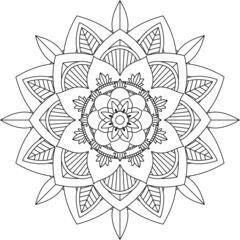 Easy Mandala coloring book simple and basic for beginners, seniors and children. Set of Mehndi flower pattern for Henna drawing and tattoo. Decoration in ethnic oriental, Indian style.
