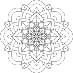 Easy Mandala coloring book simple and basic for beginners, seniors and children. Set of Mehndi flower pattern for Henna drawing and tattoo. Decoration in ethnic oriental, Indian style.