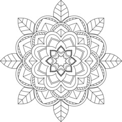 Easy Mandala coloring book simple and basic for beginners, seniors and children. Set of Mehndi flower pattern for Henna drawing and tattoo. Decoration in ethnic oriental, Indian style.